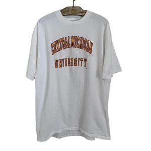Vintage CMU Central Michigan University T-shirt Men's Size XL Short Sleeve White